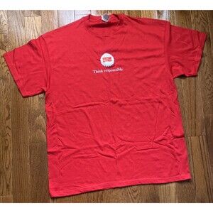 Think Responsibly The Economist BottleCap T Shirt Size XL Delta Pro Weight Red